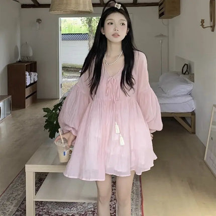 Korean Version V-neck Long Sleeved Shirt for Women's Spring 2024 New Loose Medium Long Sun Protection Shirt Top Two-piece Set