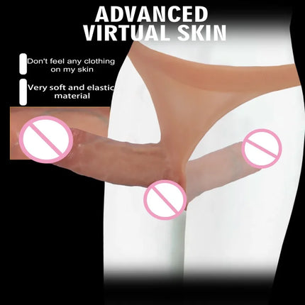 Silicone Double Penis Dildo Wearing Pants Dick Realistic Penis Toy for Lesbian Couple Strap on Masturbator Adult Sex Toys