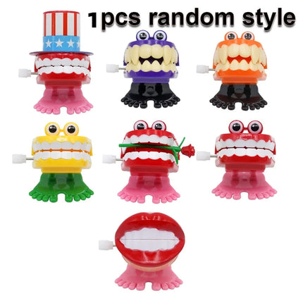 Jumping Teeth Gift Novelty Clock Toy Fun Christmas Halloween Children's Clockwork Toy Plastic Jumping Teeth Dental Dentist Gift