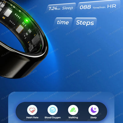 Smart Ring Blood Pressure Heart Rate Sleep Health Monitoring Multi-Sport Mode Smartring Waterproof Remote Care Men Women Ring