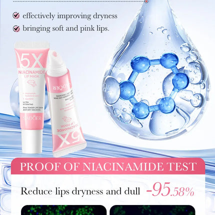SADOER 5x Niacinamide Lip Care Tint Moisturizing Lip Balm & Anti-Chap Lip Mask Ceramide Lip Balm Vitamin C Lipstick Cute Makeup