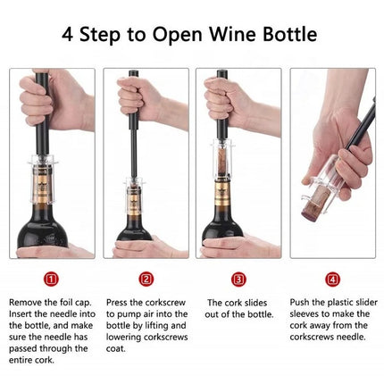 Air Pump Wine Corkscrew Bar Tools Safe Portable Stainless Steel Pin Cork Remover Air Pressure Bottle Opener Kitchen Accessories