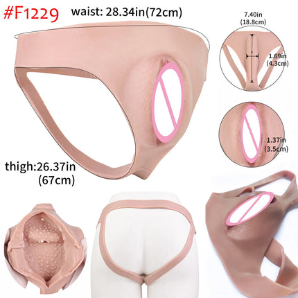 FAAK Silicone Crossdresser Thong Panty Camel Toe Hiding Gaff Shaping Brief Insertable Sexy Fake Pussy Vagina Underwear