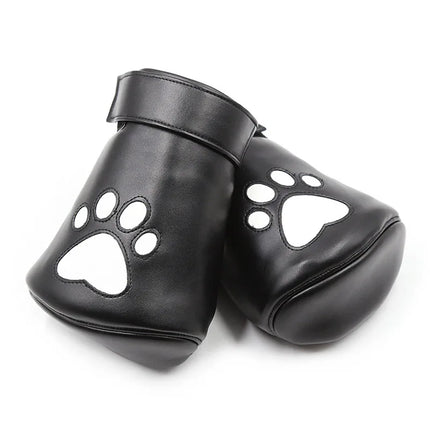 Leather Puppy Play Dog Glove Dog Paw Print Padded Fist Mitt Fetish BDSM Bondage Slave Roleplay Glove with Dog Tail Plug Sex Toys