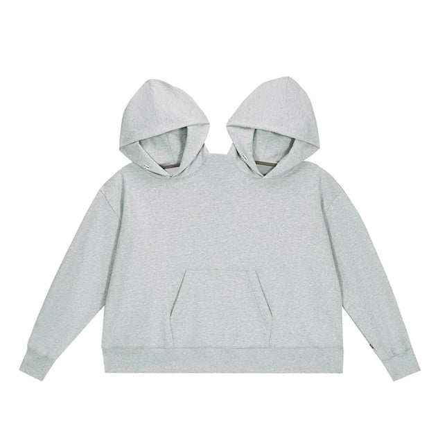 Double-person Hooded Sweatshirt Loose-fit Solid Color Sweatshirt Intimate Apparel For Two People