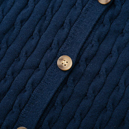 England Style Kids Knitted Sweater Twisted Button Cardigans Full Sleeve O Neck Boys Girls Cotton Jumper Children's Jacket Coat