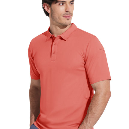 MAGCOMSEN Men's Tactical Polo Shirt Quick Dry Performance Pique Work Golf Shirt Sunglasses Loop Sleeve Pen Pocket
