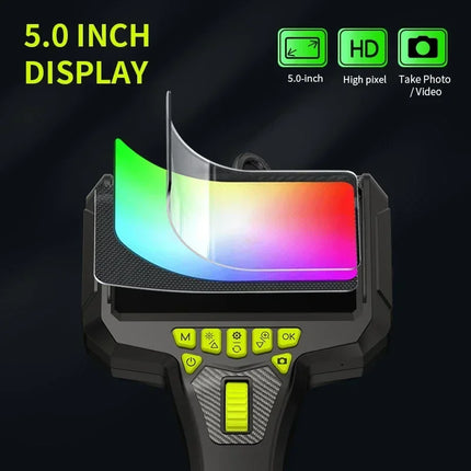 360° Steering Industrial Endoscope Camera 6mm 5"IPS Screen Single Lens Waterproof Inspection Borescope For Car/Pipe/Repair