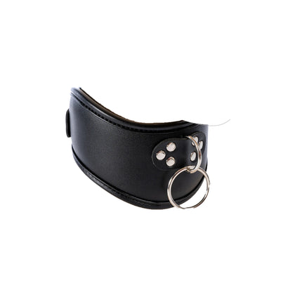 Leather BDSM Bondage Posture Neck Collar With Pullring Lockable Chastity Belt,Adjust Collar Ring Slave Neck Harnes Strap Sex Toy