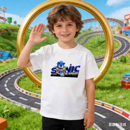 Sonic the Hedgehog Kids T-Shirt, Video Game Character Graphic Tee, Toddler Boys Short Sleeve Cotton Top,Gift, Gamer Party Outfit