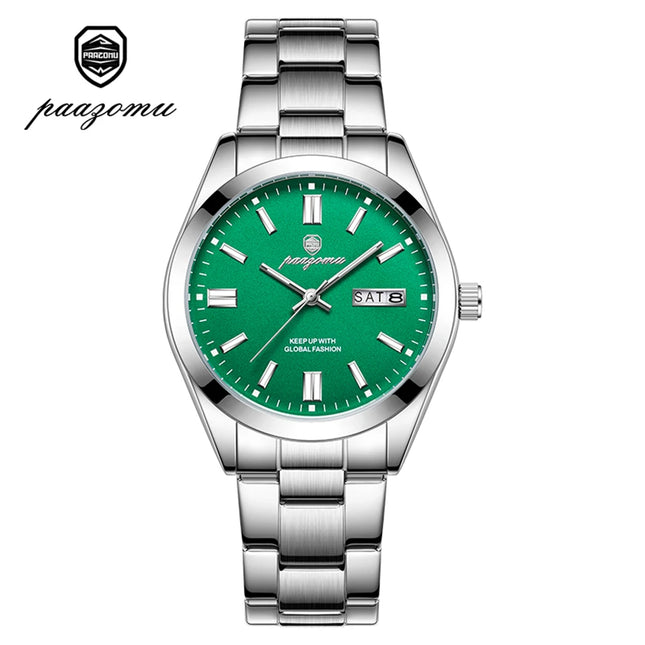 PAAZOMU Top Luxury Man Watch Waterproof Stainless Steel Men Wristwatch Luminous Date Week Fashion Business Quartz Men's Watches