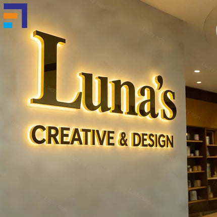 Custom LED Letters Halo Lit Backlit Channel Letters LED Illuminated Sign Interior Reception Wall Signage for Office Business