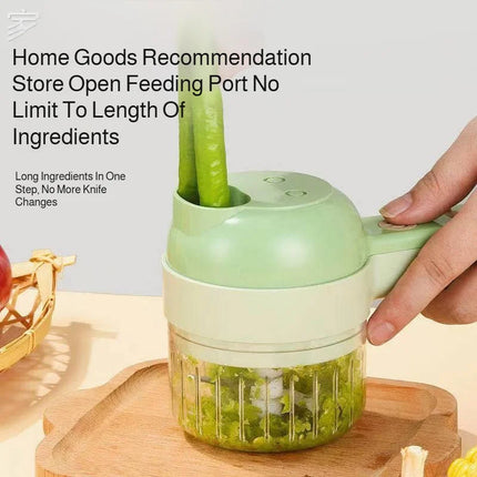 USB 4-in-1 Electric Vegetable Cutter, Peeler & Slicer, Handheld Wireless Garlic Cutter, Food Chopper, Home Kitchen Meat Grinder
