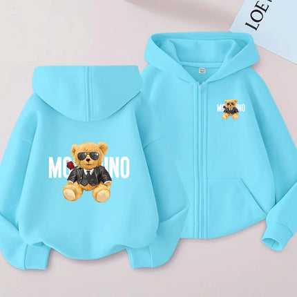 Children's New Zipper Style Long Sleeve Hoodie Cute Bears Pretty girl Charming Coat Girls Boy 3-12Yrs Leisure Sweatshirt Clothes