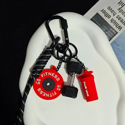 Dopamine Fitness Series Pendant D-shaped Buckle Detachable Barbell Plates Key Chain Bag Charm Creative Large Dumbbells Keyring