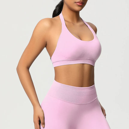 Women Sports Bra Seamless Halter Clothes Push-up Vest Brassiere Gym Top Backless Fitness Yoga Workout Running Underwear