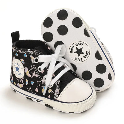 Baby Canvas Classic Sports Shoes Newborn Boys and Girls Printed Star First Walkers Shoes Infant Anti Slip Baby Shoes