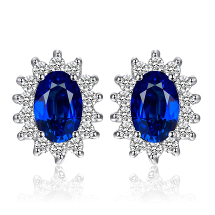 JewelryPalace Created Blue Sapphire Ruby 925 Sterling Silver Stud Earrings Natural Amethyst Garnet Peridot Topaz Princess Diana