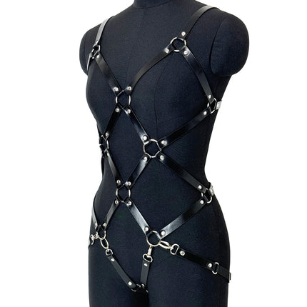Women PU Leather Harness Set Body Garters Belts Gothic Goth Underwear Suspenders Clothing Accessories