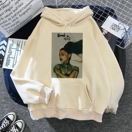 Ariana Grande Casual Drawstring Kangaroo Pocket Hoodies Sweatshirt Women's Clothing Clothing Winter Clothes Women