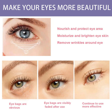 Anti-Wrinkle Eye Cream with Roller Ball Quick Drying Hydrating Hyaluronic Acid Refreshing Eye Serum Fades Fine Line Instant Eye