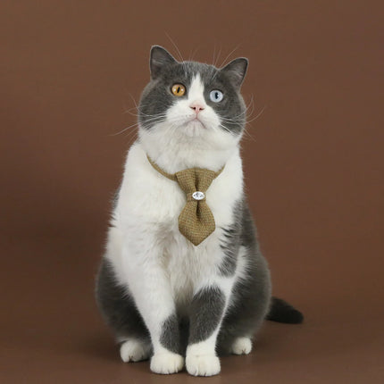 2026 New Pet Linen Collar Gentleman Adjustable Anti-Choking Breathable Bowtie, Tie & Bowknot Decor Comfortable For Cat&Small Dog
