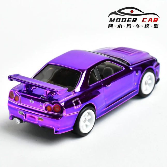 ZZC 1:64 GTR R34 Electroplated Purple Diecast Model Car