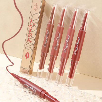 Double-Ended Lip Liner Velvet Matte Lipstick Lip Gloss Easy to Color Non-Fading Non-Stick Cup Lip Liner