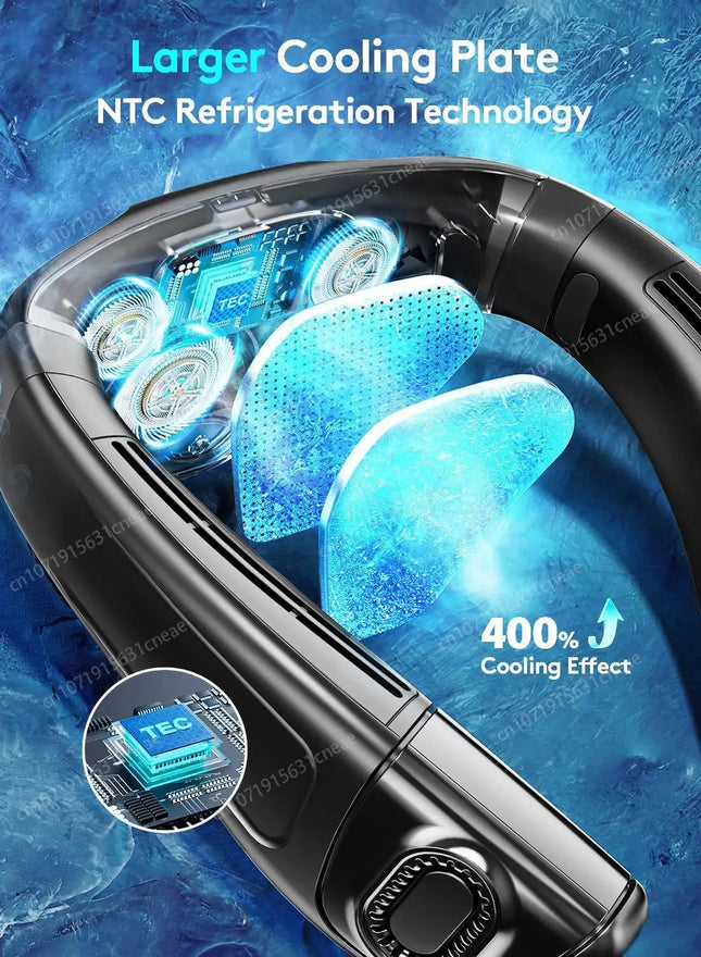 2026 New Neck Air Conditioner Portable Neck Fan Rechargeable Semiconductor Cooling Bladeless Fan Outdoor  Fan Wearable Cooler