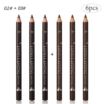 6/12PCs eye brow pencil waterproof professional women eye makeup pen easy color natural black Brown cosmetic beauty eyebrow tool