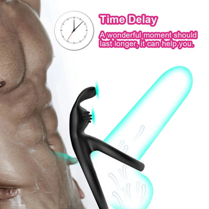 2 In 1 Men's Silicone Penis Ring Clitoris Stimulator Cock Ring Ejaculation Delay Penisring Erection Ring for Men Couples