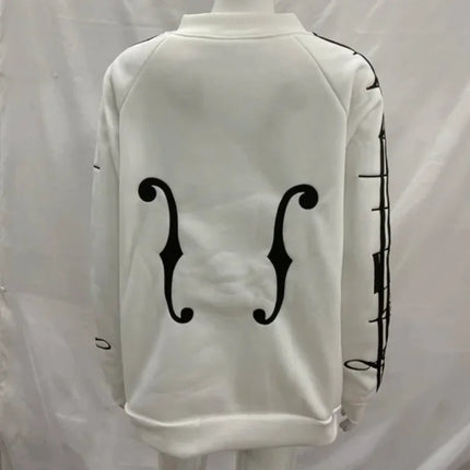 Y2K Gothic style sports cardigan, zipper hoodie, loose, casual, unisex, personalized sweater with musical note, new