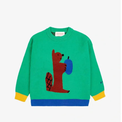 2025 New BC Round Neck Pullover Warm Sweater for Boys and Girls Children's Clothing Animal Cartoon Pattern Warm Birthday Party