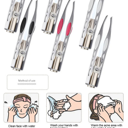 1PC LED Eyebrow Tweezer Oblique Tip Stainless Steel Eyebrow Trimming Clip Eye Hair Removal Prune False Eyelash Clamp Makeup Tool