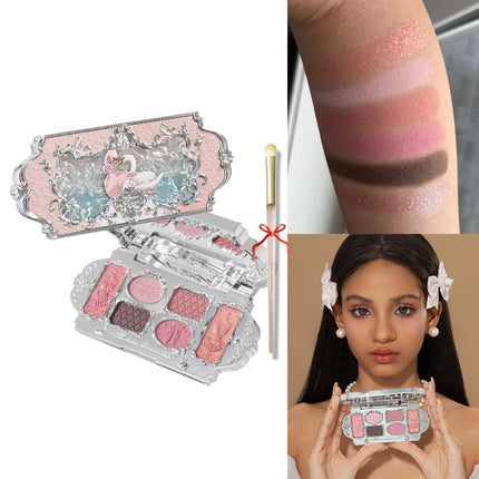 Flower Knows Swan Ballet 6 Color Eyeshadow Palette Matte Shimmer Pearl Glitter Waterproof Highly Pigmented Long Lasting Makeup