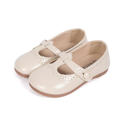 Toddler Little Kid Girls Mary Jane Flats Comfortable Perforated Leather Strap Casual Dress Shoes Versatile Party School Shoes