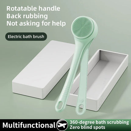 HOMEFISH Dual Handle Electric Bath Body Scrubber Brush with Long Handle Back Cleaning Tool for Back Exfoliation And Deep Cleanin