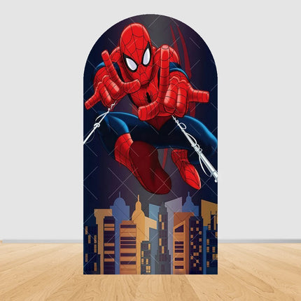 Spider Man Arch Backdrop Cover Web Pattern Design For Boys Birthday Party Superhero Theme Photo Booth Background Decor Prop