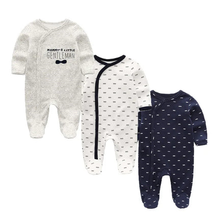 Kiddiezoom 3 Pcs/Lot Autumn Winter Long Sleeve Casual Sweet Baby Girl Romper 100%Cotton Soft Newborn Jumpsuits Clothes