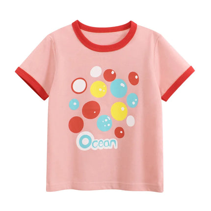 2025 Summer 2-8 Years Kids Girl Shorts Sleeve T-shirts Printed Little Girl Top Baby Girl T Shirts Children Toddler Girl Clothes