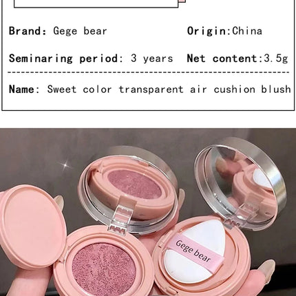 Sweet Color Translucent tender Air cushion blush Pink Powder blush to improve the complexion of Korean vitality young girl