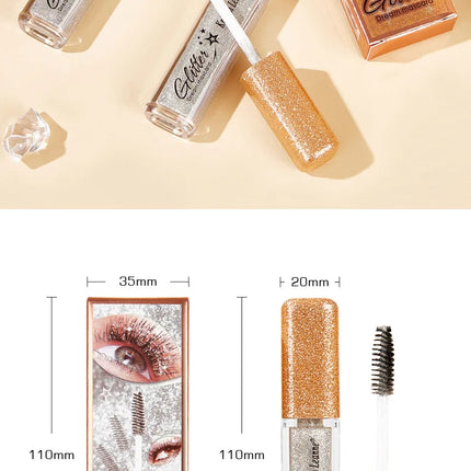 Silver Diamond Glitter Mascara Fast Dry Eyelashes Curls Extension Make-Up Waterproof Long-lasting Lengthens Eye Lash Mascara