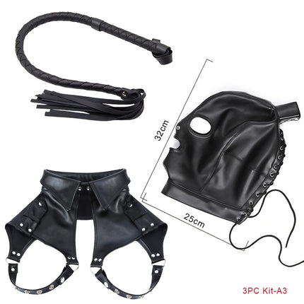 Adult Supplies Alternative Hood Wig Anonymous Mask RolePlay Stage Props Bondage Lingerie Spanking Snake Whip Sexy Toys For Women