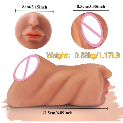 3-in-1 Artificial Vagina Anal Mouth Male Masturbator Blowjob Sucking Masturbation Cup Deep Throat Sex Toys for Men Pocket Pussy