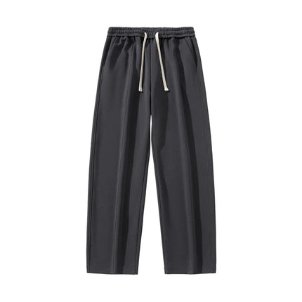 DUKEEN Heavyweight Fleece-Lined Straight Sweatpants for Men 2025 Basic Thick Warm Loose Fit Fall Winter Casual Long Pants