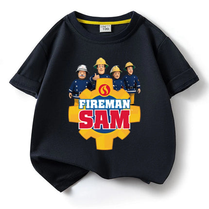 Kids Cotton Tshirt Fireman Sam Boys Girls Cartoon O-Neck Tee Toddler Short Sleeved Tshirt Childrens Summer Clothing Fashion Top