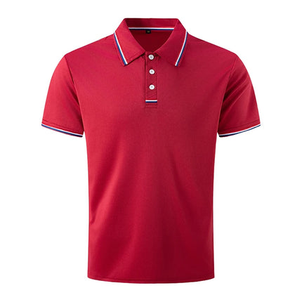Men's Quick-Drying Solid Color Polo Shirt Summer Elastic Collared Short-Sleeved Sports T-Shirt for Active Wear