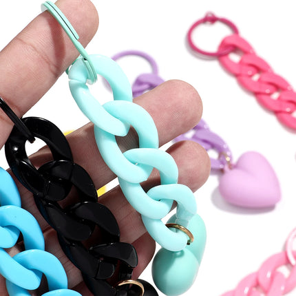 Handmade Heart Keychain Acrylic Plastic Link Chain Key Ring For Women Handbag Pendant Accessorie Car Keys Jewelry Gifts