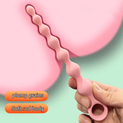 7 Balls Silicone Beads Soft Anal Plug G-Spot Stimulating Pull Bead Dildo Deep Anal Sex Toy for Butt Plug Anal Stimulation