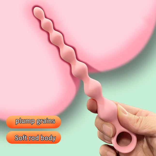 7 Balls Silicone Beads Soft Anal Plug G-Spot Stimulating Pull Bead Dildo Deep Anal Sex Toy for Butt Plug Anal Stimulation